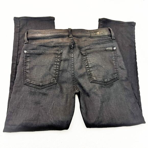 7 For All Mankind Men's Slimmy Stretch Black Denim Jeans Size 32 - Picture 7 of 8
